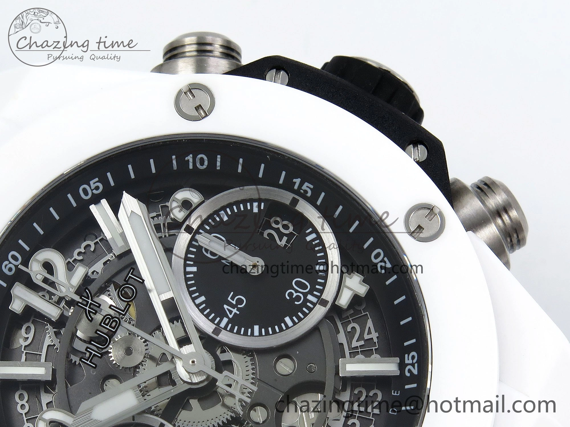 Big Bang Unico 42mm White Ceramic BBF 1:1 Best Edition Skeleton Dial on White Rubber Strap A1280 V2