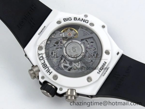 Big Bang Unico 42mm White Ceramic BBF 1:1 Best Edition Skeleton Dial on White Rubber Strap A1280 V2