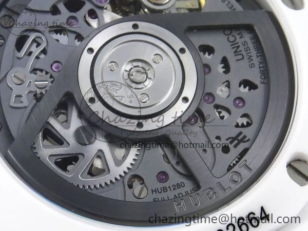 Big Bang Unico 42mm White Ceramic BBF 1:1 Best Edition Skeleton Dial on White Rubber Strap A1280 V2