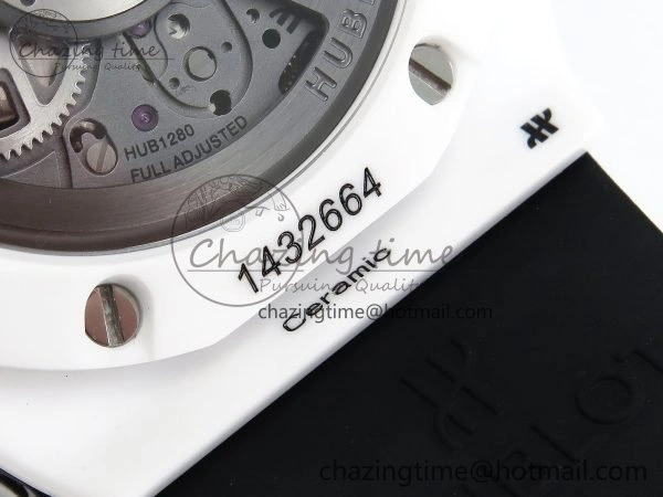 Big Bang Unico 42mm White Ceramic BBF 1:1 Best Edition Skeleton Dial on White Rubber Strap A1280 V2
