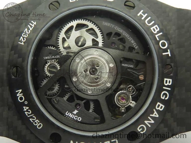 Big Bang Unico 45.5mm Carbon 3AF Best Edition Black Skeleton Dial On Rubber Strap A7750
