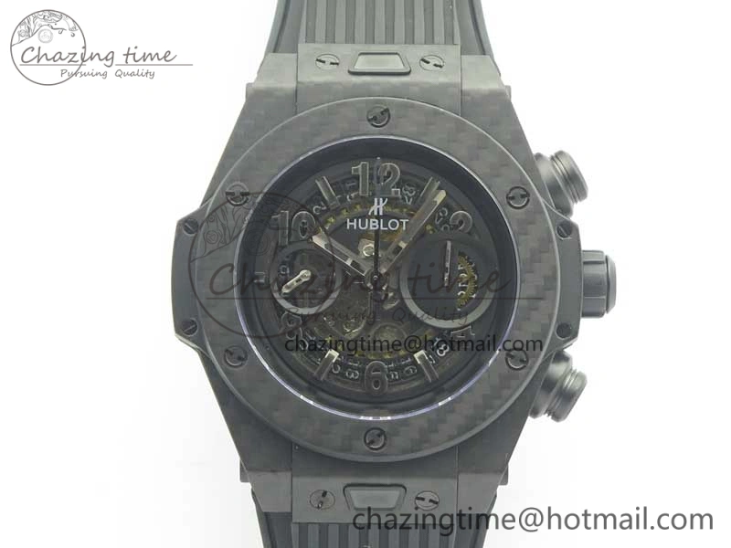 Big Bang Unico 45.5mm Carbon 3AF Best Edition Black Skeleton Dial On Rubber Strap A7750