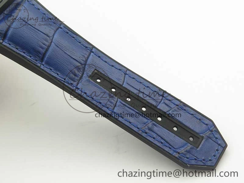 Big Bang Unico 45.5mm DLC 3AF Best Edition Blue Skeleton Dial On Blue Gummy Strap A7750