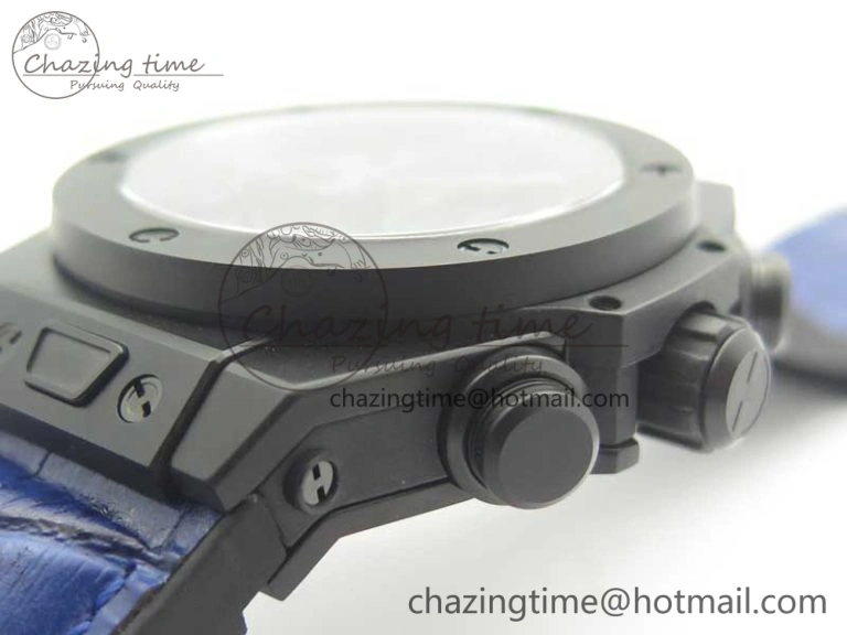 Big Bang Unico 45.5mm DLC 3AF Best Edition Blue Skeleton Dial On Blue Gummy Strap A7750