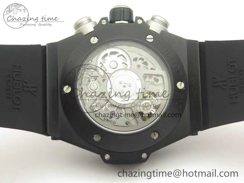 Big Bang Unico 45.5mm DLC 3AF Best Edition Gray Skeleton Dial On Red Rubber Strap A7750