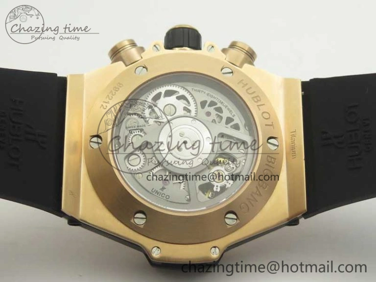 Big Bang Unico 45.5mm RG 3AF Best Edition Blue Skeleton Dial On Blue Rubber Strap A7750