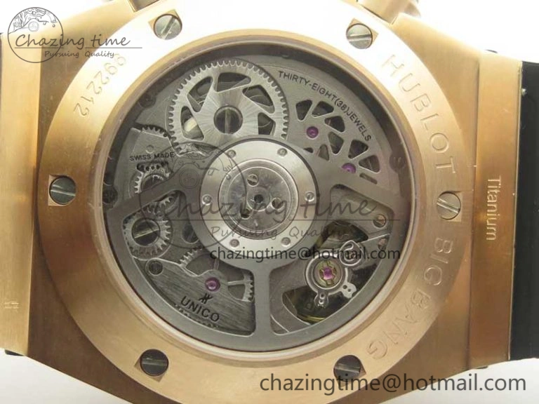 Big Bang Unico 45.5mm RG 3AF Best Edition Blue Skeleton Dial On Blue Rubber Strap A7750