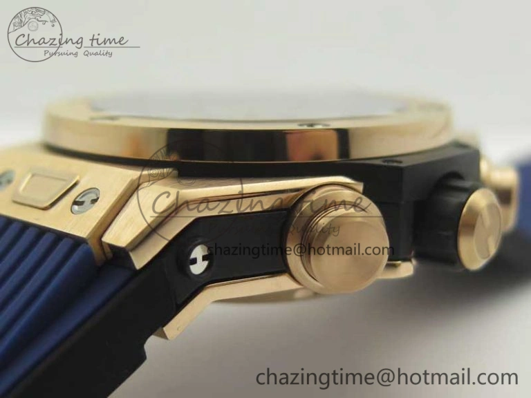 Big Bang Unico 45.5mm RG 3AF Best Edition Blue Skeleton Dial On Blue Rubber Strap A7750