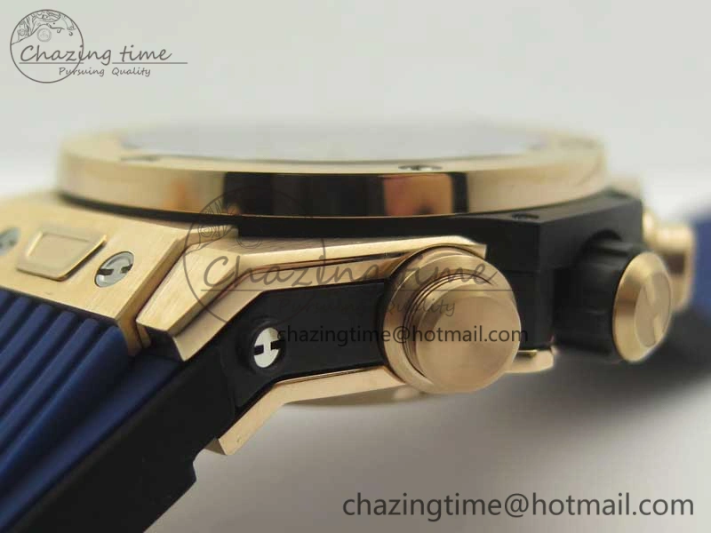 Big Bang Unico 45.5mm RG 3AF Best Edition Blue Skeleton Dial On Blue Rubber Strap A7750