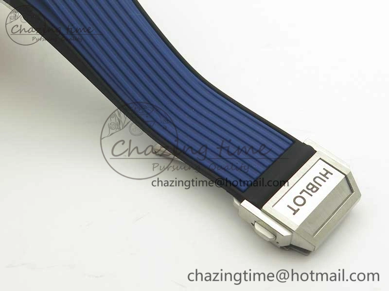 Big Bang Unico 45.5mm SS 3AF Best Edition Blue Skeleton Dial On Gummy Strap A7750