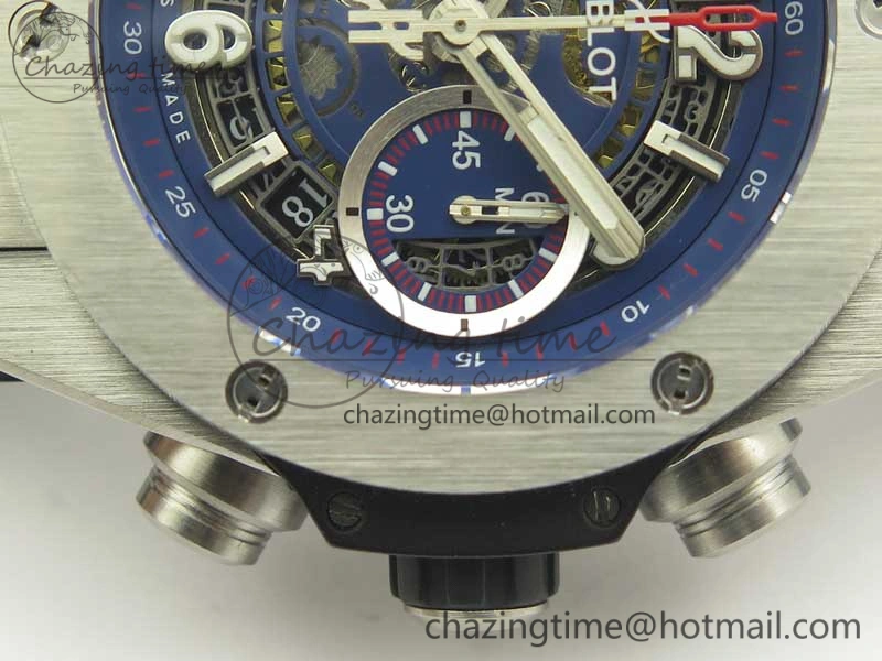 Big Bang Unico 45.5mm SS 3AF Best Edition Blue Skeleton Dial On Gummy Strap A7750