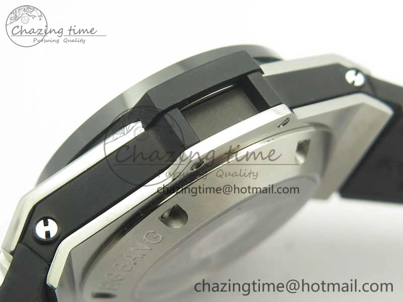 Big Bang Unico 45.5mm SS Ceramic 3AF Best Edition Gray Skeleton Dial On Gummy Strap A7750