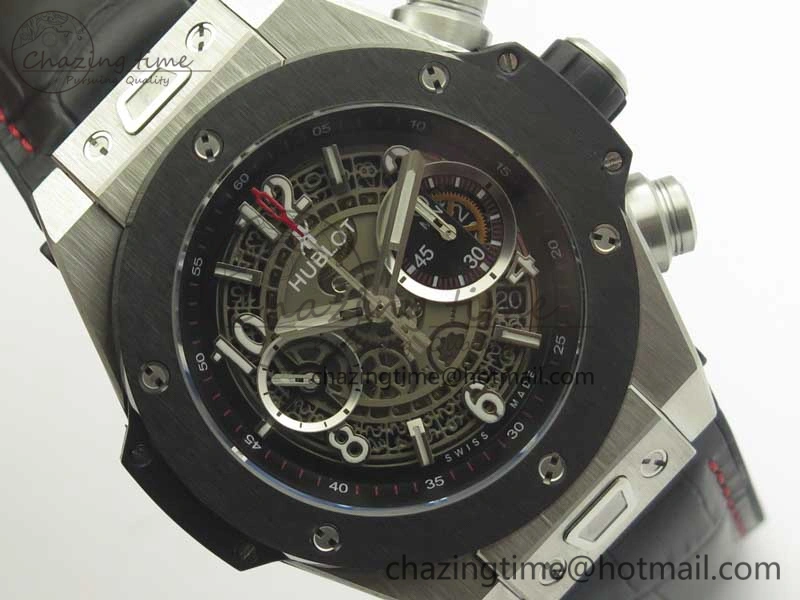 Big Bang Unico 45.5mm SS Ceramic 3AF Best Edition Gray Skeleton Dial On Gummy Strap A7750