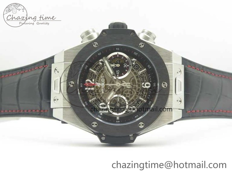 Big Bang Unico 45.5mm SS Ceramic 3AF Best Edition Gray Skeleton Dial On Gummy Strap A7750