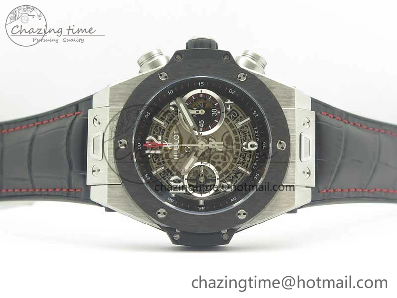 Big Bang Unico 45.5mm SS Ceramic 3AF Best Edition Gray Skeleton Dial On Gummy Strap A7750