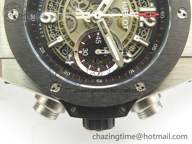 Big Bang Unico 45.5mm SS Ceramic 3AF Best Edition Gray Skeleton Dial On Gummy Strap A7750