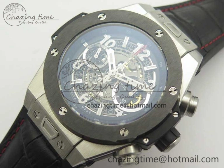 Big Bang Unico 45.5mm SS Ceramic 3AF Best Edition Gray Skeleton Dial On Gummy Strap A7750