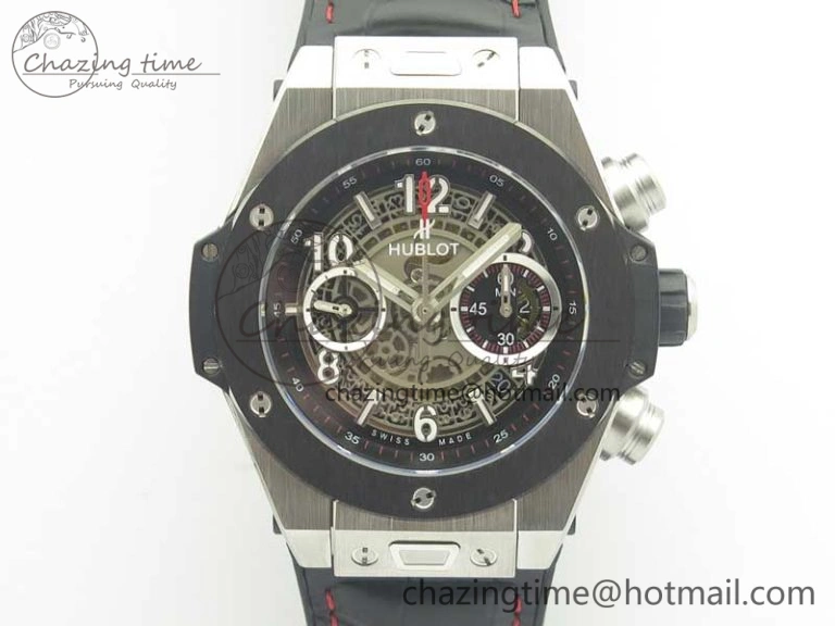 Big Bang Unico 45.5mm SS Ceramic 3AF Best Edition Gray Skeleton Dial On Gummy Strap A7750