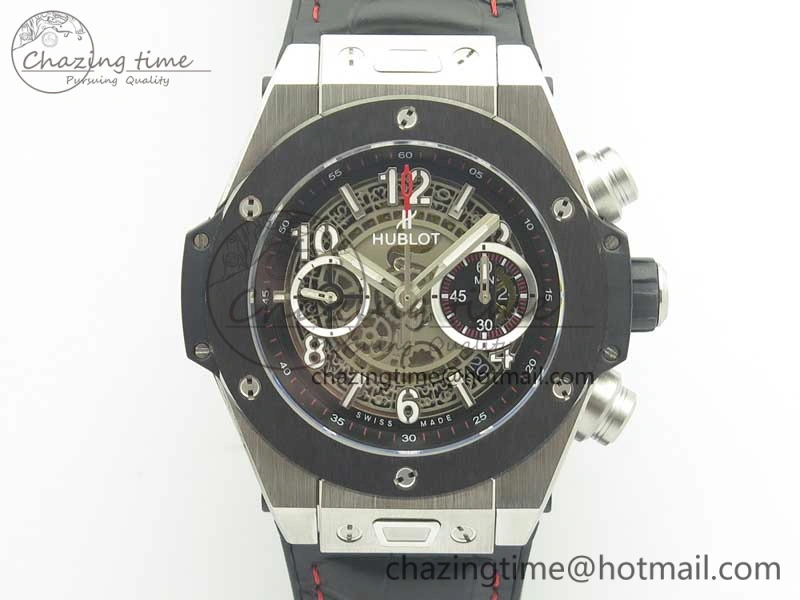 Big Bang Unico 45.5mm SS Ceramic 3AF Best Edition Gray Skeleton Dial On Gummy Strap A7750