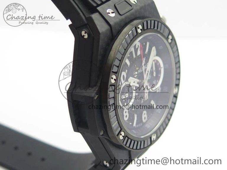 Big Bang Unico 45mm Carbon 3AF Best Edition Black Dial Diamond Bezel On Rubber Strap A7750