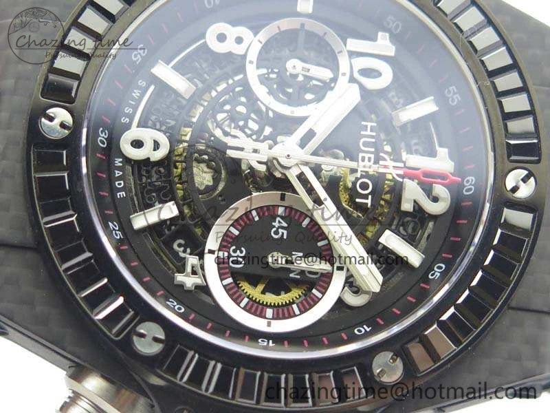Big Bang Unico 45mm Carbon 3AF Best Edition Black Dial Diamond Bezel On Rubber Strap A7750