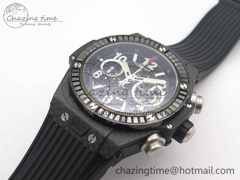 Big Bang Unico 45mm Carbon 3AF Best Edition Black Dial Diamond Bezel On Rubber Strap A7750