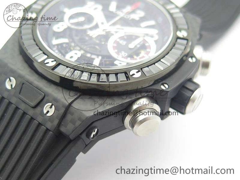 Big Bang Unico 45mm Carbon 3AF Best Edition Black Dial Diamond Bezel On Rubber Strap A7750