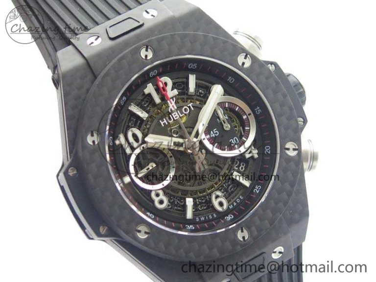 Big Bang Unico 45mm Carbon 3AF Best Edition Black Dial On Rubber Strap A7750