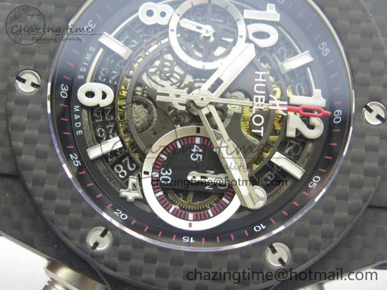 Big Bang Unico 45mm Carbon 3AF Best Edition Black Dial On Rubber Strap A7750