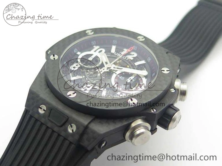 Big Bang Unico 45mm Carbon 3AF Best Edition Black Dial On Rubber Strap A7750