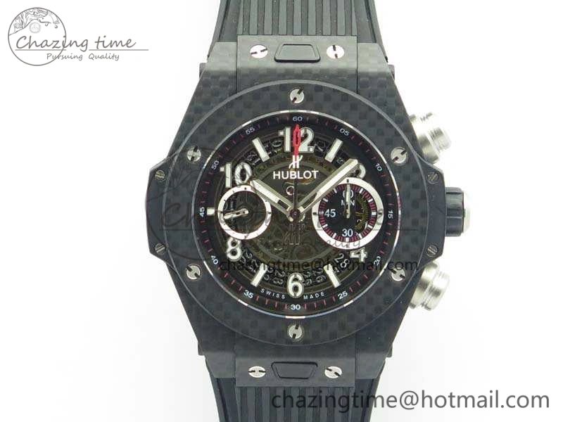 Big Bang Unico 45mm Carbon 3AF Best Edition Black Dial On Rubber Strap A7750