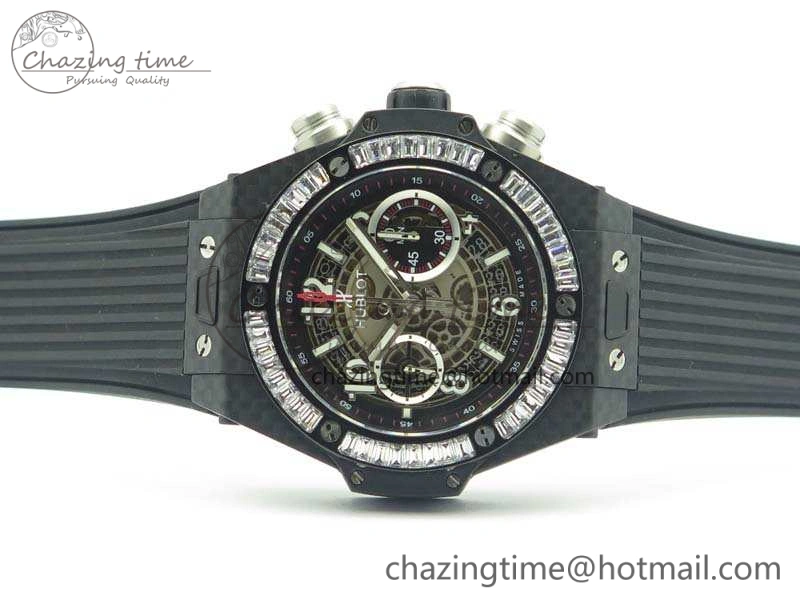 Big Bang Unico 45mm Carbon 3AF Best Edition Gray Dial Crystal Bezel On Rubber Strap A7750