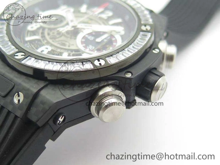 Big Bang Unico 45mm Carbon 3AF Best Edition Gray Dial Crystal Bezel On Rubber Strap A7750