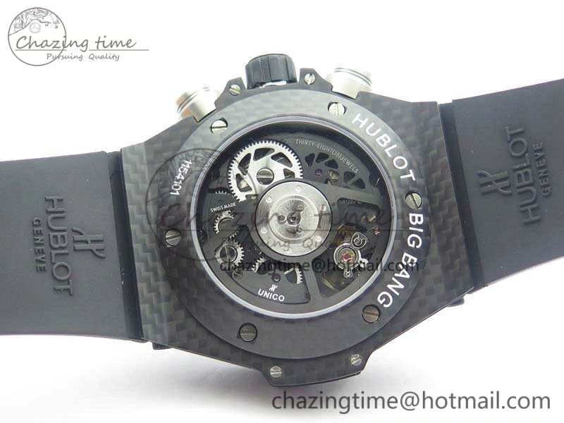 Big Bang Unico 45mm Carbon 3AF Best Edition Gray Dial Crystal Bezel On Rubber Strap A7750