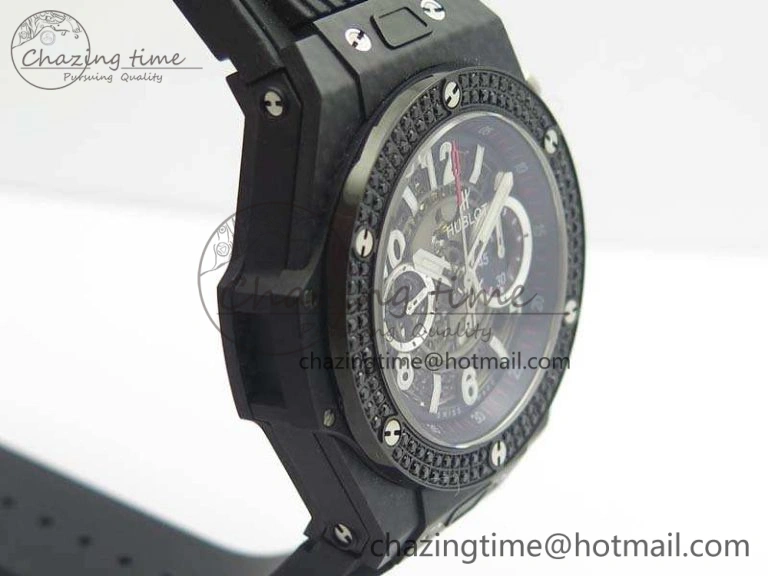 Big Bang Unico 45mm Carbon 3AF Best Edition Gray Dial Diamond Bezel On Rubber Strap A7750