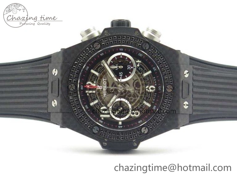 Big Bang Unico 45mm Carbon 3AF Best Edition Gray Dial Diamond Bezel On Rubber Strap A7750