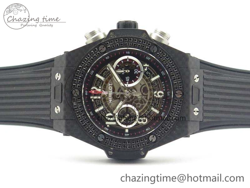 Big Bang Unico 45mm Carbon 3AF Best Edition Gray Dial Diamond Bezel On Rubber Strap A7750