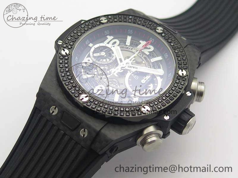Big Bang Unico 45mm Carbon 3AF Best Edition Gray Dial Diamond Bezel On Rubber Strap A7750