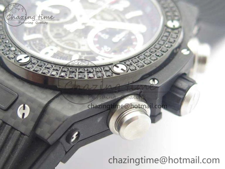 Big Bang Unico 45mm Carbon 3AF Best Edition Gray Dial Diamond Bezel On Rubber Strap A7750