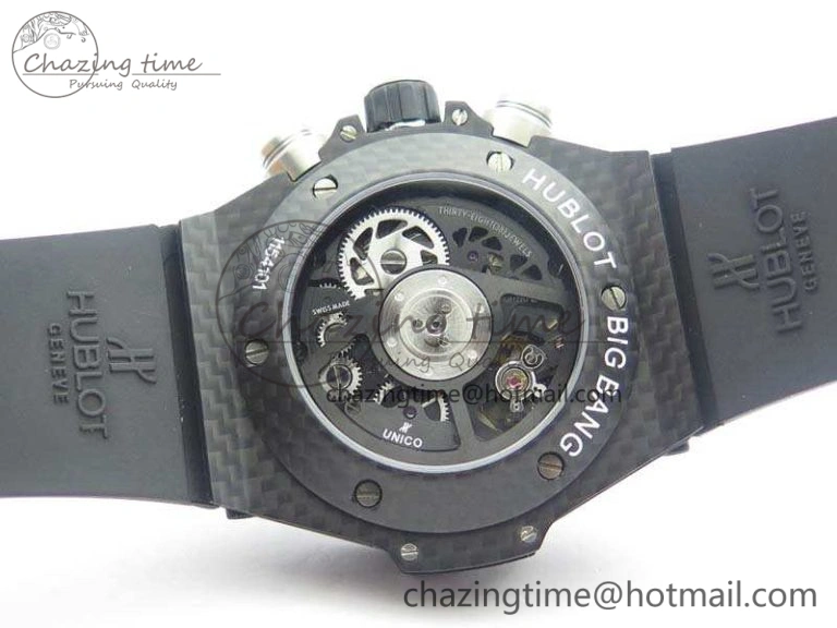 Big Bang Unico 45mm Carbon 3AF Best Edition Gray Dial Diamond Bezel On Rubber Strap A7750