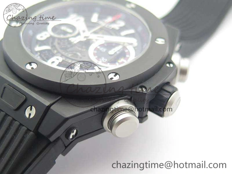 Big Bang Unico 45mm DLC 3AF Best Edition Black Dial Ceramic Bezel On Rubber Strap A7750