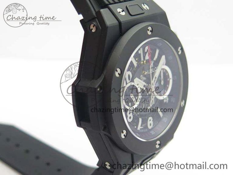 Big Bang Unico 45mm DLC 3AF Best Edition Black Dial Ceramic Bezel On Rubber Strap A7750