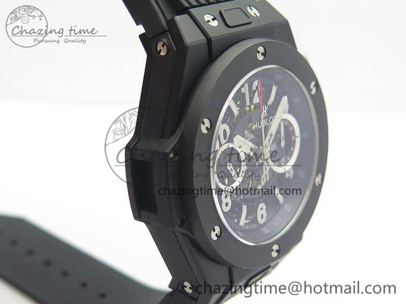 Big Bang Unico 45mm DLC 3AF Best Edition Black Dial Ceramic Bezel On Rubber Strap A7750