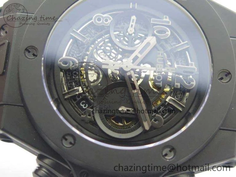 Big Bang Unico 45mm DLC 3AF Best Edition Black Black Dial On Rubber Strap A7750