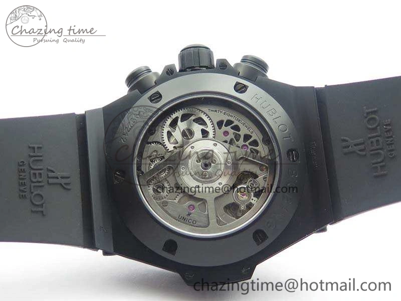 Big Bang Unico 45mm DLC 3AF Best Edition Black Black Dial On Rubber Strap A7750