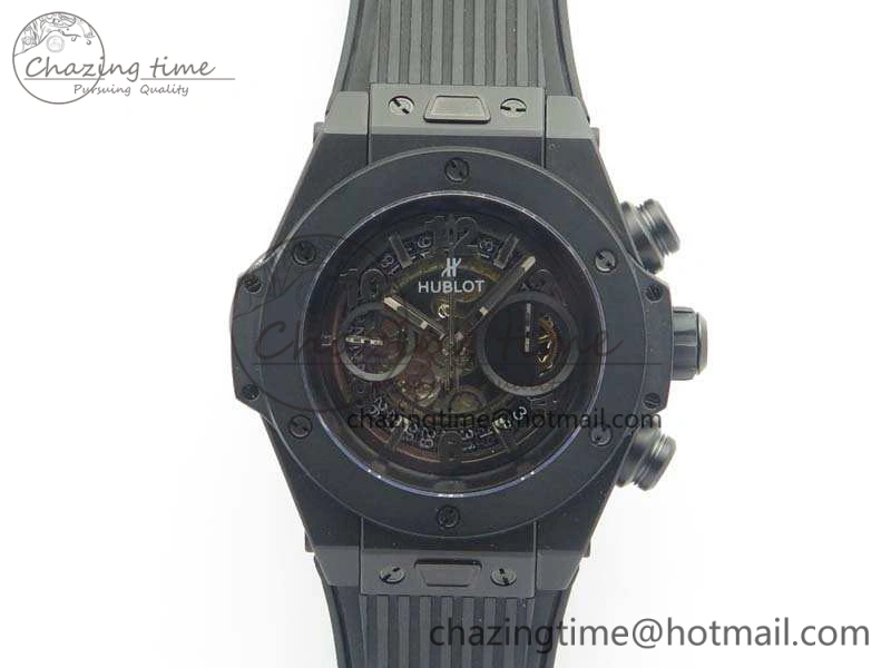 Big Bang Unico 45mm DLC 3AF Best Edition Black Black Dial On Rubber Strap A7750