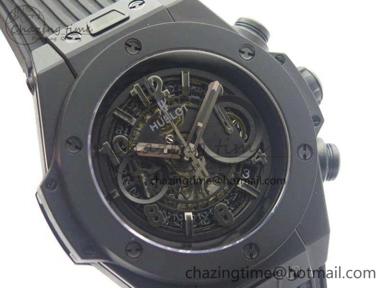 Big Bang Unico 45mm DLC 3AF Best Edition Black Black Dial On Rubber Strap A7750
