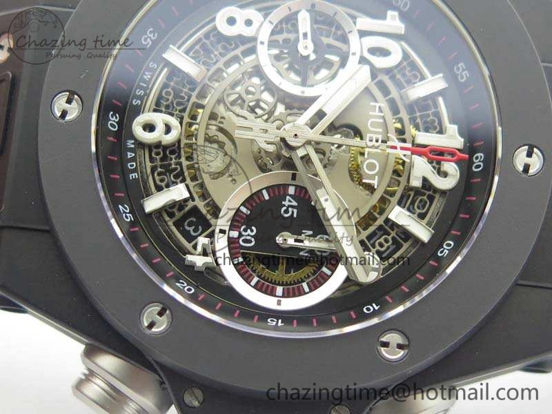 Big Bang Unico 45mm DLC 3AF Best Edition Gray Dial Ceramic Bezel On Rubber Strap