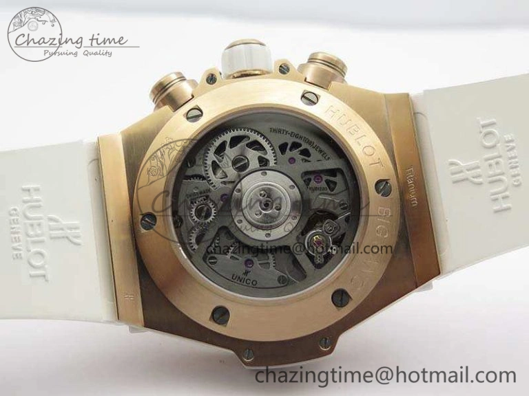 Big Bang Unico 45mm Diamond RG 3AF Best Edition White Dial On Rubber Strap A7750