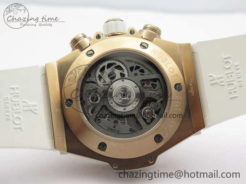 Big Bang Unico 45mm Diamond RG 3AF Best Edition White Dial On Rubber Strap A7750